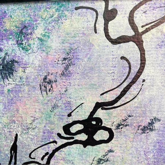 Original Abstract Framed Acrylic Floral Line Art Painting, 5x7" - Picture 5 of 14